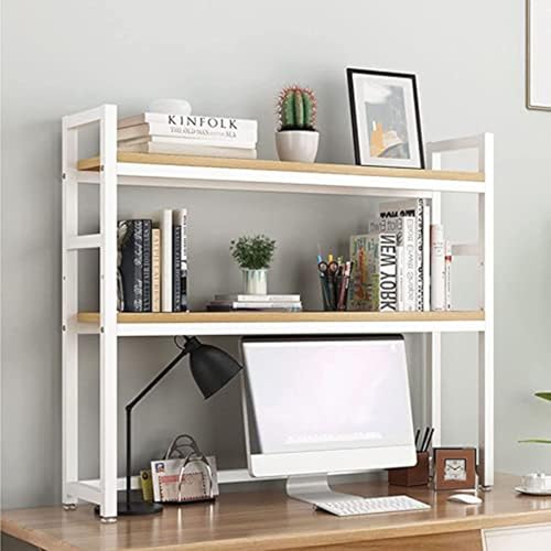 2 Ebenen Verstellbares Bücherregal Für Die Arbeitsplatte - Computer-Schreibtisch-Bücherregal, Druckerständer, Offener Schreibtisch-Aufbewahrungsständer Organizer Tischregal(E,135X24X90cm) von OOPDNEGAK