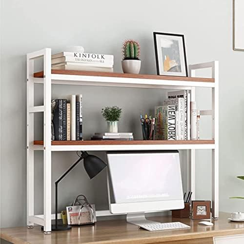 2 Ebenen Verstellbares Bücherregal Für Die Arbeitsplatte - Computer-Schreibtisch-Bücherregal, Druckerständer, Offener Schreibtisch-Aufbewahrungsständer Organizer Tischregal(G,135X24X90cm) von OOPDNEGAK