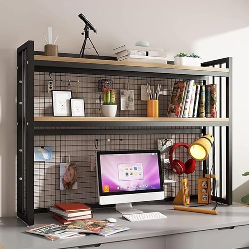 2 Ebenen Verstellbares Schreibtisch-Bücherregal-Organizer-Rack - Mehrzweck-Arbeitsplatten-Hutch-Bücherregal, Schreibtisch-Aufbewahrungsregal Aus Netzgewebe, Dekorative Regale Für Zuhause(A,115*24*89cm von OOPDNEGAK