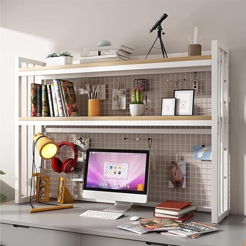 2 Ebenen Verstellbares Schreibtisch-Bücherregal-Organizer-Rack - Mehrzweck-Arbeitsplatten-Hutch-Bücherregal, Schreibtisch-Aufbewahrungsregal Aus Netzgewebe, Dekorative Regale Für Zuhause(B,115*24*89cm von OOPDNEGAK