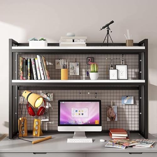 2 Ebenen Verstellbares Schreibtisch-Bücherregal-Organizer-Rack - Mehrzweck-Arbeitsplatten-Hutch-Bücherregal, Schreibtisch-Aufbewahrungsregal Aus Netzgewebe, Dekorative Regale Für Zuhause(C,115*24*89cm von OOPDNEGAK