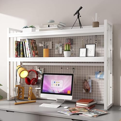 2 Ebenen Verstellbares Schreibtisch-Bücherregal-Organizer-Rack - Mehrzweck-Arbeitsplatten-Hutch-Bücherregal, Schreibtisch-Aufbewahrungsregal Aus Netzgewebe, Dekorative Regale Für Zuhause(E,55*24*89CM) von OOPDNEGAK