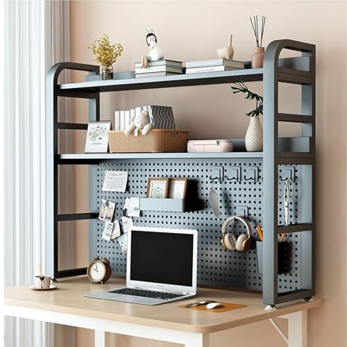 2-stöckiges Organizer Tischregal, Mehrzweck-Bücherregal Auf Der Arbeitsplatte, Computertisch-Schreibtisch-Bücherregal Aus Metall , Freistehendes Aufbewahrungsregal, for Schlafsaal/Wohnzimmer(115*25*93 von OOPDNEGAK