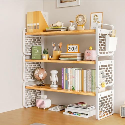 3 Ebenen Schreibtisch Organizer - Computer-Schreibtisch-Bücherregal, Mehrzweck-Bücherregal Für Die Arbeitsplatte, Verstellbares Aufbewahrungsregal Aus Holz Und Metall, Für Das Home Office(A,30*20*54cm von OOPDNEGAK
