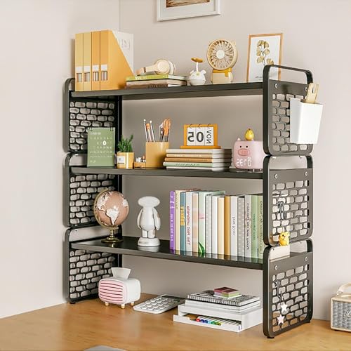 3 Ebenen Schreibtisch Organizer - Computer-Schreibtisch-Bücherregal, Mehrzweck-Bücherregal Für Die Arbeitsplatte, Verstellbares Aufbewahrungsregal Aus Holz Und Metall, Für Das Home Office(B,30*20*54cm von OOPDNEGAK
