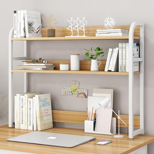 Bücherregal Organizer Tischregal - 2 Schicht Schreibtisch Organizer, Computer-Schreibtisch-Bücherregal, Lagerregal Aus Holz Und Metall, Für Home Office Bücherregals(B,55 * 25 * 84cm) von OOPDNEGAK