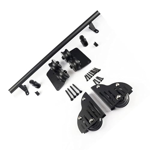 Gleitbibliothek Leiter Hardware, Einziehbar Rollbibliothek Leiter Schienenschiene, Rolling Bibliotheksleiter Hardware-Kit, Schwarzes Schiebetür-Set Für Scheunentore(800cm(26.2 ft) track kit) von OOPDNEGAK