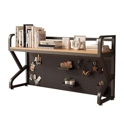 Großer Computer-Desktop-Bücherregal-Organisator-Schreibtisch-Arbeitsplatte-Bücherregal, Bücherregal Für Computer-Desktop, Countertop Hutch Holz Und Metall Countertop Storage Display Rack(Black) von OOPDNEGAK