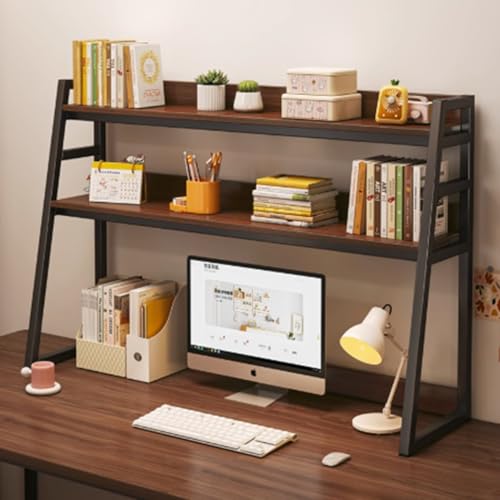Kleines Schreibtisch-Bücherregal Mit 2 Ebenen - Offenes Schreibtisch-Aufbewahrungsregal, Bücherregal Für Den Computer-Schreibtischs, Schreibtischs-Organizer Für Das Home Office(A,75x20x84cm) von OOPDNEGAK