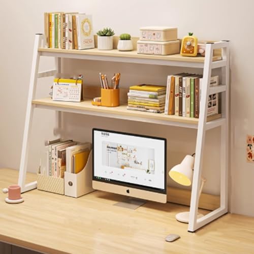 Kleines Schreibtisch-Bücherregal Mit 2 Ebenen - Offenes Schreibtisch-Aufbewahrungsregal, Bücherregal Für Den Computer-Schreibtischs, Schreibtischs-Organizer Für Das Home Office(B,95x20x84cm) von OOPDNEGAK