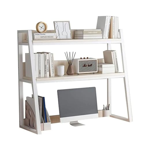Metall-Computertische-Schreibtisch-Bücherregal - 2-stufiges Trapezförmiges Schreibtisch-Bücherregal, Mehrzweck-Arbeitsplatten-Ständer-Bücherregals, Unabhängiges Büro-Aufbewahrungsregal(B,55X32X90CM) von OOPDNEGAK