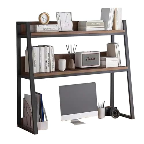 Metall-Computertische-Schreibtisch-Bücherregal - 2-stufiges Trapezförmiges Schreibtisch-Bücherregal, Mehrzweck-Arbeitsplatten-Ständer-Bücherregals, Unabhängiges Büro-Aufbewahrungsregal(C,95X32X90CM) von OOPDNEGAK
