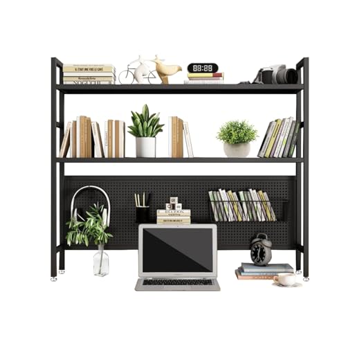 OOPDNEGAK 2-stöckiges Schreibtisch-Bücherregal Aus Schmiedeeisen - Industrielles Computer-Schreibtischregal, Büro-Schreibtisch-Organizer Mit Lochplatte, Metall Display Stand(115 * 22 * 98cm) von OOPDNEGAK