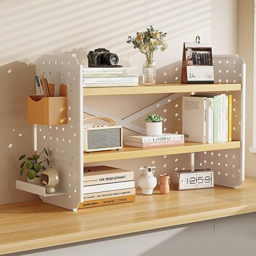 OOPDNEGAK 2-stufiger Desktop-Bücherregal-Organizer - Mehrzweck-Arbeitsplatten-Hutch-Bücherregals, Bücherregal Für Computer-Desktop, Home Wohnheim Büro Lagerung Display Rack(A,50x20x36CM/20x8x14in) von OOPDNEGAK