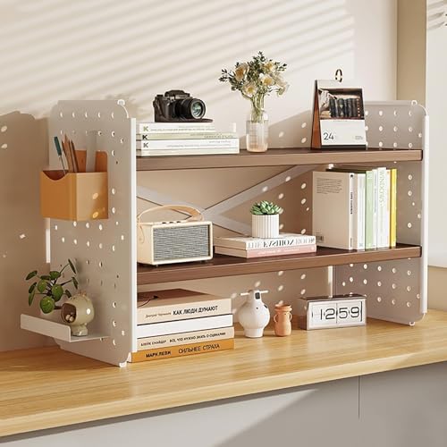 OOPDNEGAK 2-stufiger Desktop-Bücherregal-Organizer - Mehrzweck-Arbeitsplatten-Hutch-Bücherregals, Bücherregal Für Computer-Desktop, Home Wohnheim Büro Lagerung Display Rack(B,60x20x36CM/24x8x14in) von OOPDNEGAK