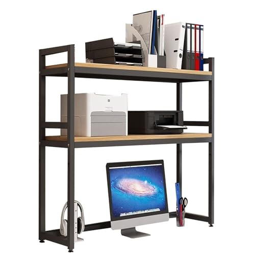 OOPDNEGAK 2-stufiges Mehrzweck-Schreibtisch Organizer, Computer-Schreibtisch-Bücherregal, Verstellbarer Aufbewahrungsregal-Präsentationsständer, Regal Zur Bücheraufbewahrung(A,75X32X90cm) von OOPDNEGAK