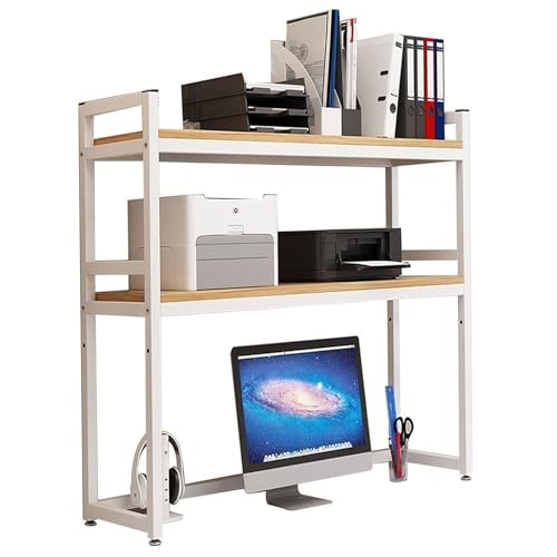 OOPDNEGAK 2-stufiges Mehrzweck-Schreibtisch Organizer, Computer-Schreibtisch-Bücherregal, Verstellbarer Aufbewahrungsregal-Präsentationsständer, Regal Zur Bücheraufbewahrung(B,85X32X90cm) von OOPDNEGAK