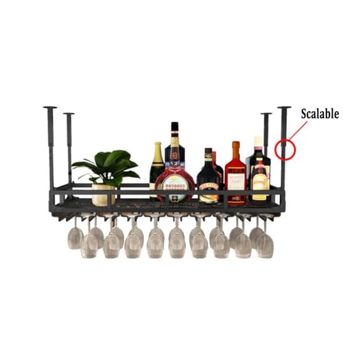 OOPDNEGAK Aufhängbares Weinregal - Verlängerungshalter, Schwebendes Metallregal, Skalierbarer Ausstellungsständer In Mehreren Größen, Aufbewahrung for Küche/Esszimmer/Zuhause/Bar(120 * 35 * 16cm) von OOPDNEGAK