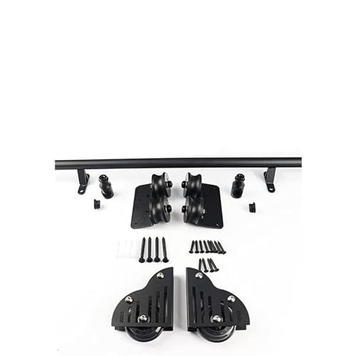 OOPDNEGAK Einziehbar Rollbibliothek Leiter Schienenschiene, Gleitbibliotheksleiter Hardware Kit, Schwarzes Schiebetür-Kit Für Scheunentüren Mit Bodenrollen(100cm(3.3 ft) Track kit) von OOPDNEGAK