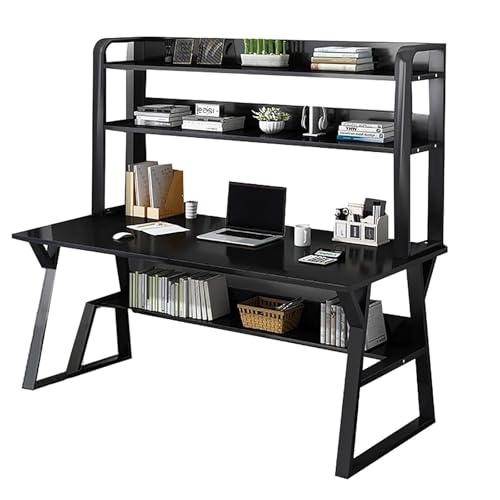 OOPDNEGAK Großer PC-Tisch Mit Metallrahmen, Home-Office-Tisch Mit Ablagefächern, Home-Office-Schreibtisch, Arbeitszimmer-Schreibtisch Für Kleine Räume(A,39x20x29inch) von OOPDNEGAK