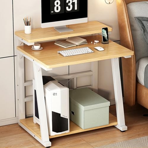 OOPDNEGAK Kleines Home-Office-Schreibtisch-Bücherregal, Computertisch Mit Monitorständer Und Ablagefächern, Home-Office-Schreibtisch-Studiertisch Für Kleine Räume(A,60 * 53 * 81cm) von OOPDNEGAK