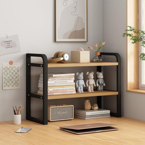 OOPDNEGAK Mehrzweck-Bücherregal Für Die Arbeitsplatte - Büro-Schreibtischregal-Organizer, Schreibtisch-Bücherregal Aus Metall/Holz, Regal Zur Dekoration Von Kommoden(A,30 * 20 * 38.5CM) von OOPDNEGAK