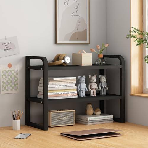 OOPDNEGAK Mehrzweck-Bücherregal Für Die Arbeitsplatte - Büro-Schreibtischregal-Organizer, Schreibtisch-Bücherregal Aus Metall/Holz, Regal Zur Dekoration Von Kommoden(B,40 * 20 * 38.5CM) von OOPDNEGAK