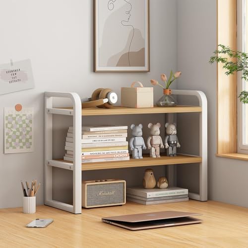 OOPDNEGAK Mehrzweck-Bücherregal Für Die Arbeitsplatte - Büro-Schreibtischregal-Organizer, Schreibtisch-Bücherregal Aus Metall/Holz, Regal Zur Dekoration Von Kommoden(C,30 * 20 * 38.5CM) von OOPDNEGAK