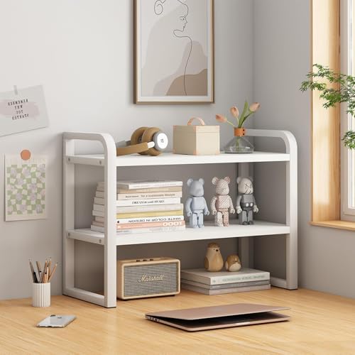 OOPDNEGAK Mehrzweck-Bücherregal Für Die Arbeitsplatte - Büro-Schreibtischregal-Organizer, Schreibtisch-Bücherregal Aus Metall/Holz, Regal Zur Dekoration Von Kommoden(D,50 * 20 * 38.5CM) von OOPDNEGAK