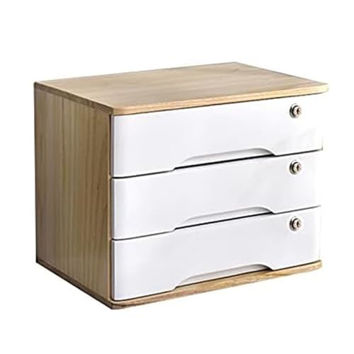 OOPDNEGAK Schreibtisch-Schubladenschrank, Schreibtisch-Aufbewahrungsbox Aus Holz Mit Abschließbaren Schubladen, A4-/Quittungsdatei-Organizer Für Bürobedarf(A,2 Drawers) von OOPDNEGAK