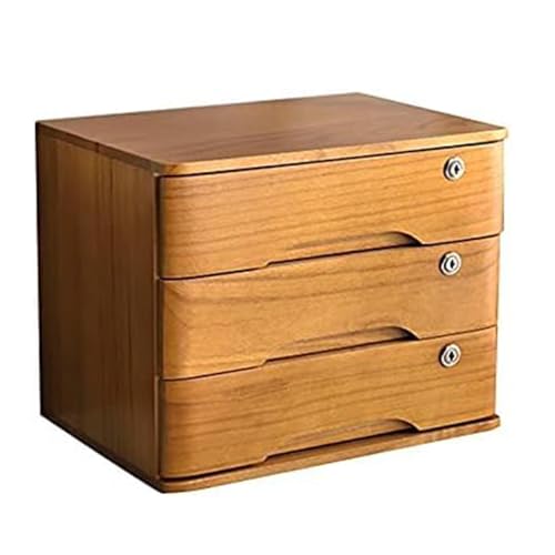 OOPDNEGAK Schreibtisch-Schubladenschrank, Schreibtisch-Aufbewahrungsbox Aus Holz Mit Abschließbaren Schubladen, A4-/Quittungsdatei-Organizer Für Bürobedarf(C,2 Drawers) von OOPDNEGAK
