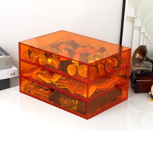 OOPDNEGAK Schubladenbox Farbiger Schreibtischschrank Aus Acryl – Schreibtisch-Datei-Organizer, Aufbewahrungsbox Mit 2/3 Schubladen, Schreibtisch-A4-Datei- Und Schreibwarenbox(A,33 * 23 * 19.5cm) von OOPDNEGAK