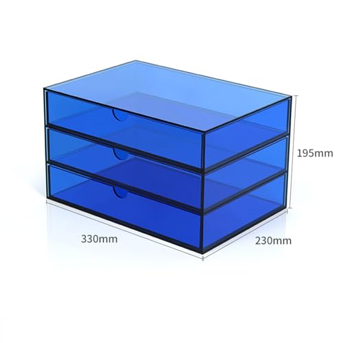 OOPDNEGAK Schubladenbox Farbiger Schreibtischschrank Aus Acryl – Schreibtisch-Datei-Organizer, Aufbewahrungsbox Mit 2/3 Schubladen, Schreibtisch-A4-Datei- Und Schreibwarenbox(B,33 * 23 * 19.5cm) von OOPDNEGAK