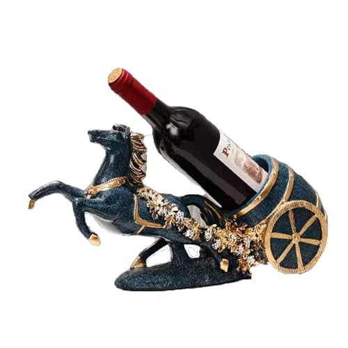 OOPDNEGAK Weinhalter - Ausstellungsregal Mit Pferdeskulptur, Mobiles Weinflaschenregal Aus Kunstharz, Freistehender Organizer for Weingläser, Tischaufbewahrung for Küche/Bar Oder Arbeitsplatte von OOPDNEGAK