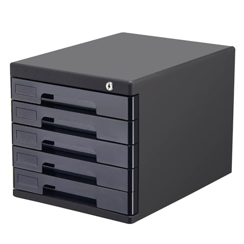 Schreibtisch-Aktenschrank, Aufbewahrungsbox Im Schubladenstil, A4-Aktenschrank, Mehrschichtiger Schreibtisch-Organizer Mit Schloss(Black,5-Layers) von OOPDNEGAK
