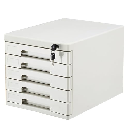Schreibtisch-Aktenschrank, Aufbewahrungsbox Im Schubladenstil, A4-Aktenschrank, Mehrschichtiger Schreibtisch-Organizer Mit Schloss(Grigio,5-Layers) von OOPDNEGAK