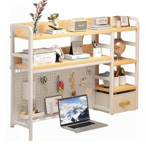 Schreibtisch-Bücherregal Mit Stecktafel - Mehrzweck-Arbeitsplattenregal, Computer-Schreibtisch-Bücherregal, Verstellbares Organizer-Regal Für Das Büro Im Wohnheim(115cm) von OOPDNEGAK