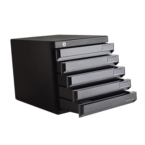 Schubladenbox Aktenaufbewahrung Aus Kunststoff Mit Schubladen – Schreibtisch-Organizer-Box Mit Sicherheit, Aktenschrank Mit 5 Schubladen, Mit Verschließbarer Schubladen-Aufbewahrungsbox Für Bürobedarf von OOPDNEGAK