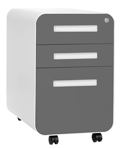 Schubladenbox Aktenschrank Aus Stahl Mit 3 Schubladen Und Schloss – Aktenschrank Aus Kaltgewalztem Stahl for Unter Den Schreibtisch, Aktenordner Im Legal-/Letter-Format, Rollen Und Standfüße(C) von OOPDNEGAK