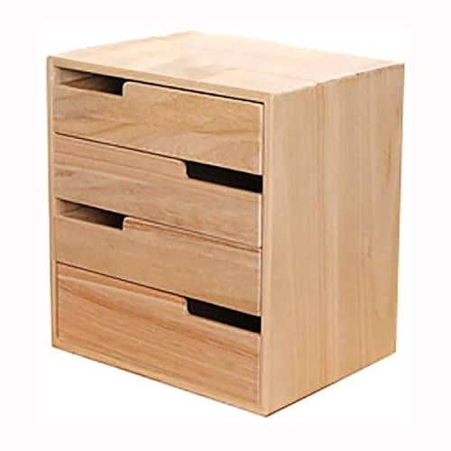 Schubladenbox Hölzerne Schreibtisch-Aufbewahrungsbox, 2/3/4-lagige Schubladen-Aktenschränke, Der Aktenschrank Kann A4-Papier, Zeitschriften Und Dokumente Aufbewahren(35x26x30cm) von OOPDNEGAK