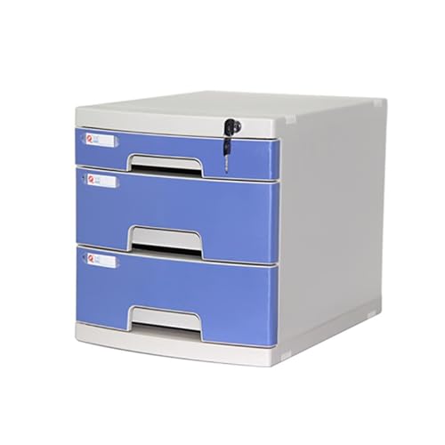 Schubladenbox Schreibtisch-Aktenschrank, Abschließbarer A4-Schubladenschrank Aus Kunststoff, Bürodokumentenhalter Mit Indexetikett, Schreibtisch-Organizer Für Akten, Für Büromaterial(Blue) von OOPDNEGAK