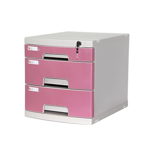 Schubladenbox Schreibtisch-Aktenschrank, Abschließbarer A4-Schubladenschrank Aus Kunststoff, Bürodokumentenhalter Mit Indexetikett, Schreibtisch-Organizer Für Akten, Für Büromaterial(Pink) von OOPDNEGAK