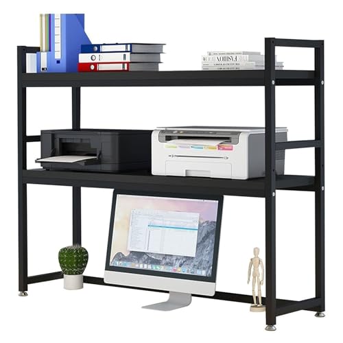Verstellbares Schreibtisch-Bücherregal, 2-stöckiges Computer-Schreibtisch-Bücherregal, Mehrzweck-Bücherregals Auf Der Arbeitsplatte, Ausstellungsregal Für Bücherregale Aus Holz Und Metall(A,75X30X90CM von OOPDNEGAK