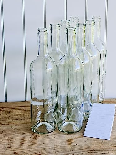OOPS TOYS 16x Weinflasche 750 ml ohne/mit natürlichen Weinkorken - Weiß Glasflasche mit Etiketten - Leere Flasche Likör - Weinflaschen aus Glas - Glasflasche Leere Flasche (16 Stk. ohne Korken) von OOPS TOYS