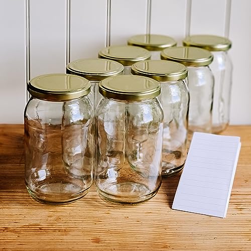 OOPS TOYS 900 ml Einmachgläser mit schraubdeckel mit Deckel Gold 48 Stk. - Einweckgläser mit Etiketten - Schraubgläser mit Deckel - Einmachglas groß - Weck gläser (48 Stk.) von OOPS TOYS