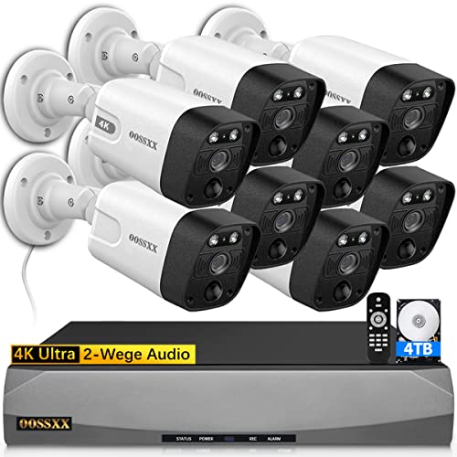 (4K/8,0 Megapixel & 130° Ultraweitwinkel) 2-Wege-Audio PoE Draussen Heim Überwachungskamerasystem 8 Verkabelt Draussen Überwachung IP Kameras System von OOSSXX