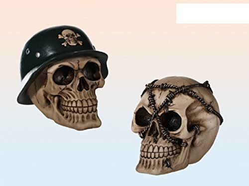 1 x Spardose,Sparschwein,Sparbüchse Skull,Totenkopf mit Militärhelm oder Stacheldraht von ootb