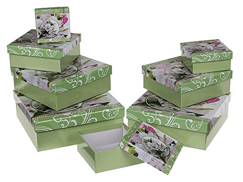 ootb Geschenk-Box, Blume Design, Set 8, Blume Muster, 22,5 x 22,5 x 8 cm von Out of the blue