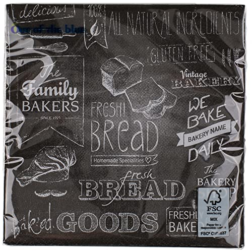 ootb Urban Baker Papierservietten, moderner und einzigartiger Stil, Größe: 33 x 33 cm, 20 Stück mit 3 Schichten Stoff, mehrfarbig, nicht anwendbar von ootb