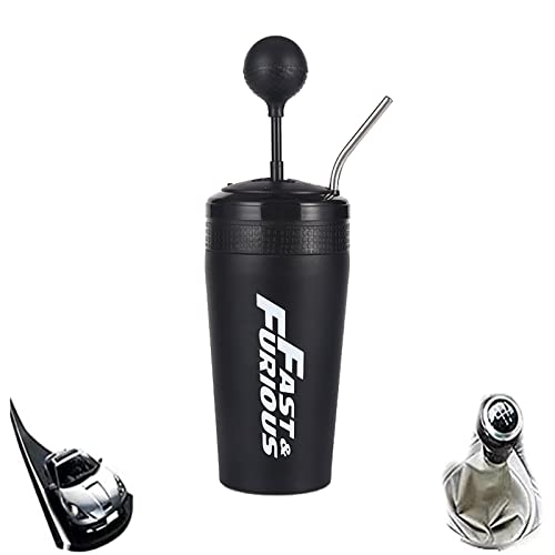 OOTDAY Fast and Furious 10 Becher,Fast and Furious 10 Movie Peripheral Straw Cup Funktionsbecher,304 Stainless Steel F10 Drink Cup,Rocker Gear Shift Style Water Cup for Movie Fans Gift Mug- Black von OOTDAY